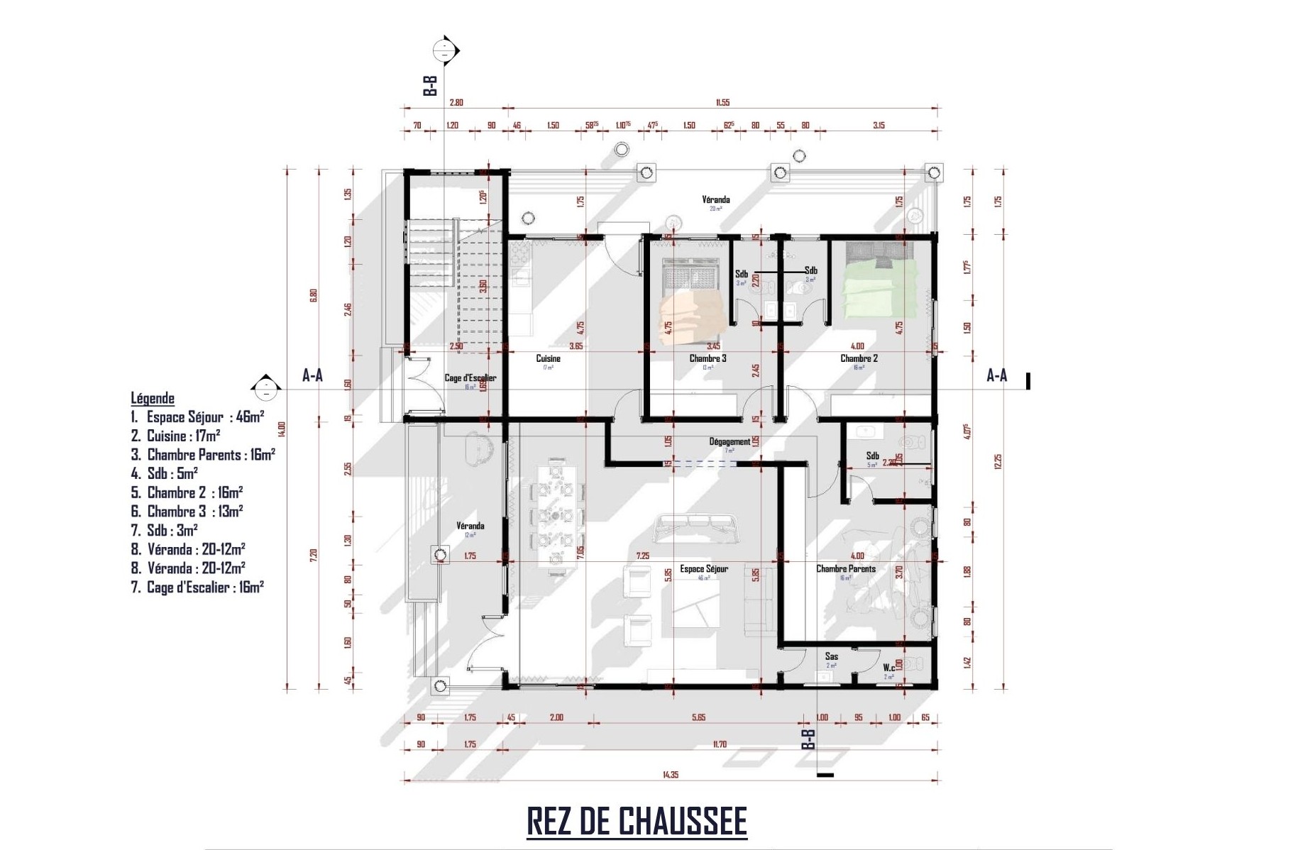 Plan rez-de-chaussée duplex Mme MATSIOE Yaoundé